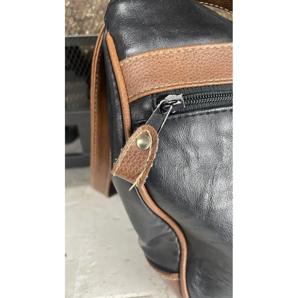 Capezio‎ Black And Brown Double Handle Handbag Purse With Multiple Pockets
